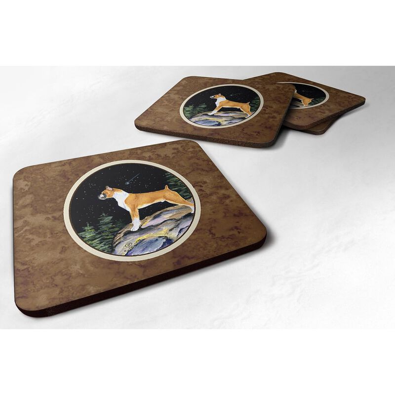 Caroline's Treasures SS8496FC Starry Night Boxer Foam Coasters Set of 4 (Set of 4), 3.5 H x 3.5 W, Multicolor image number 0