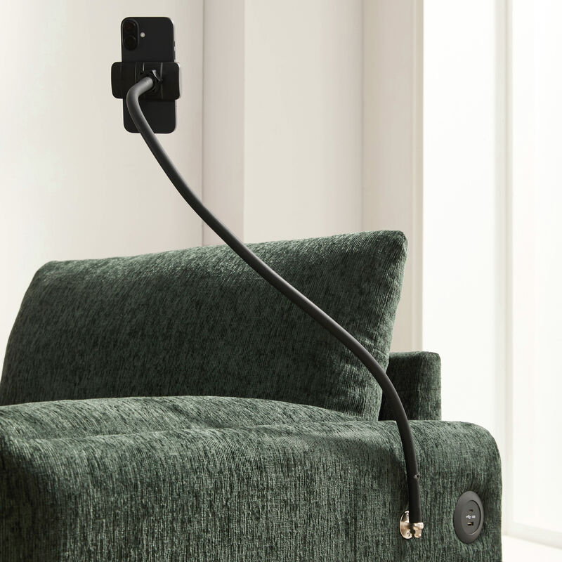 Whisen 38" Single Sofa with Storage Ottoman, Adjustable Phone Holder, USB Charger, Side Storage Pockets, Pillow-Like Armrests, Wide Seat Chaise Lounge