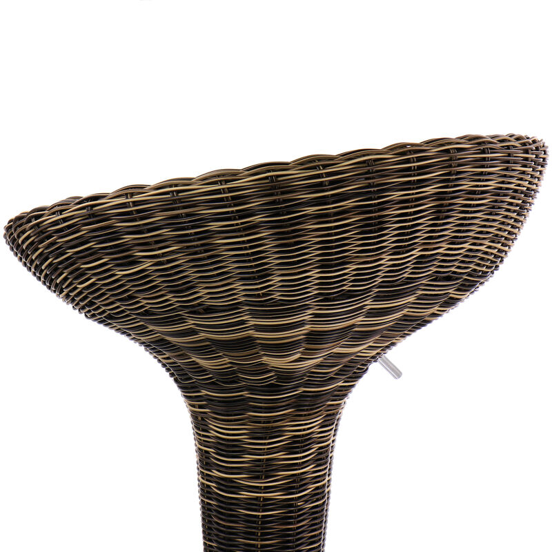 Elama 2 Piece Adjustable Backless Wicker Bar Stool in Brown with Chrome Base image number 7