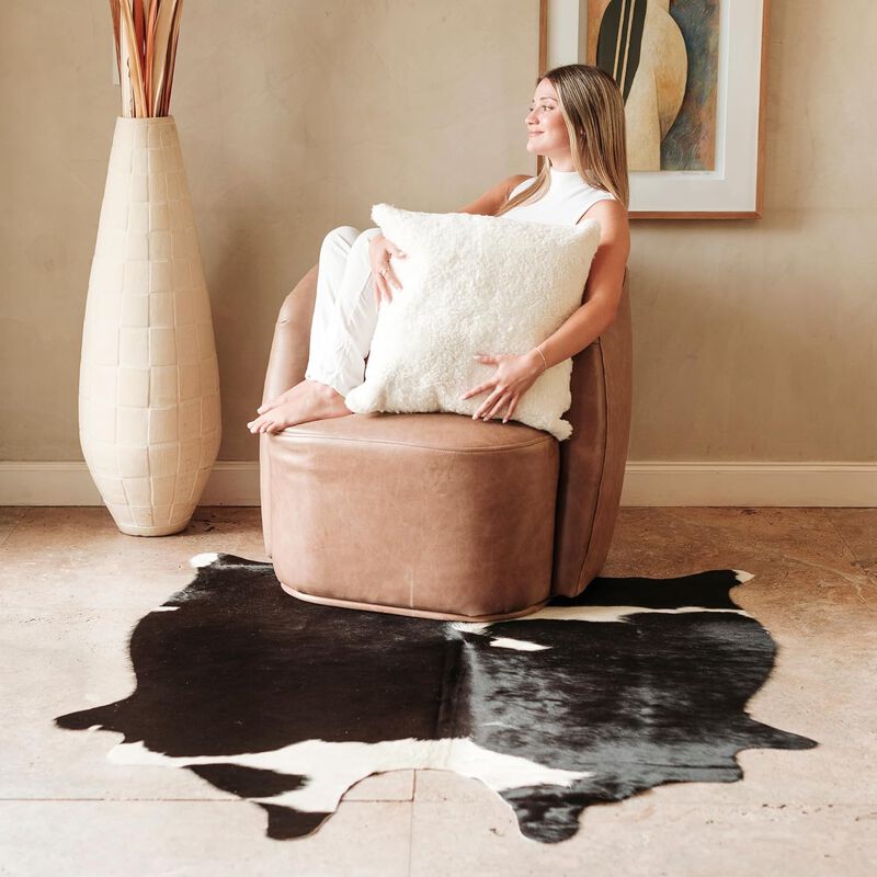 Premium 100% Genuine Cowhide Rug (4-5 Ft) Hand-Picked Leather Area Rug, Cozy, Unique, and Durable – From Argentina