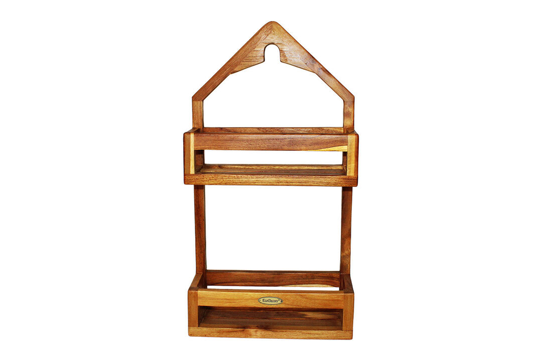 Hanging Teak Shower Caddy With Storage Shelves