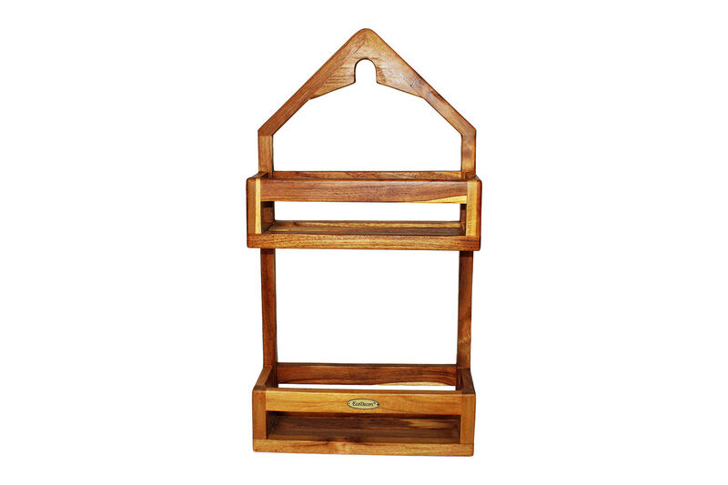 Hanging Teak Shower Caddy With Storage Shelves image number 0