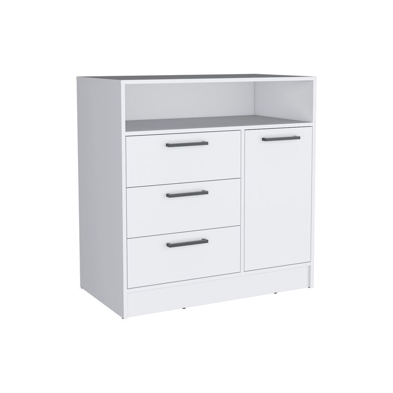 Omaha Dresser Multi-Storage Compact Unit with Spacious 3 Drawers and Cabinet-White