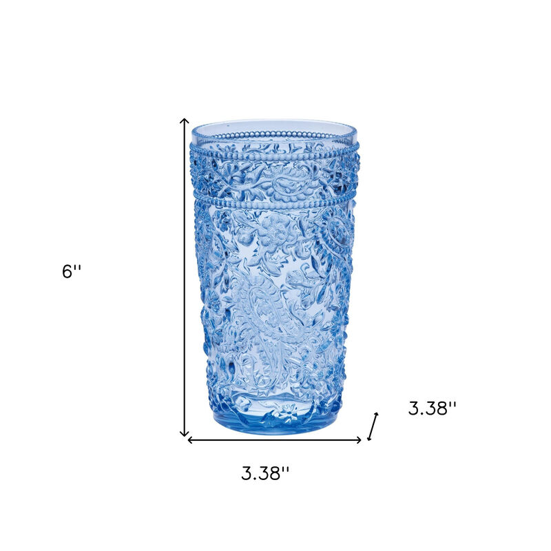 Set of 4 Paisley Pattern Acrylic Stemless Highball Glasses – Elegant and Durable Drinkware for Any Occasion