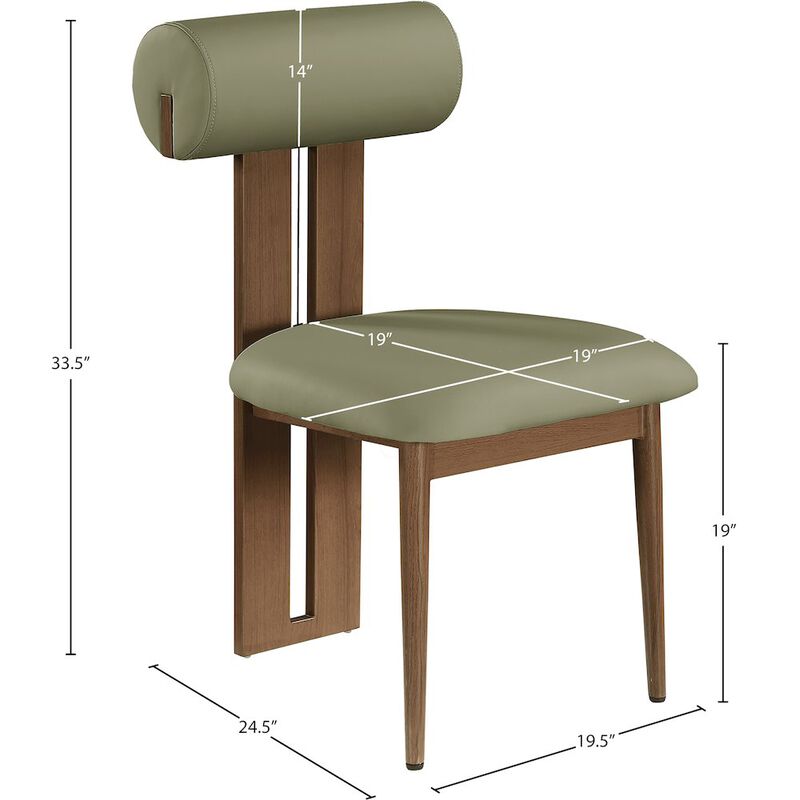 Meridian Furniture Dario Green Vegan Leather Dining Chair, Set of 2