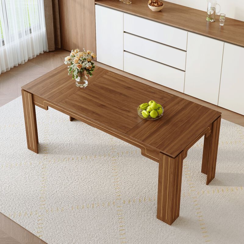 Whisen Dining Table with Groove Legs, MDF Space-Saving for Kitchen Living Room image number 2