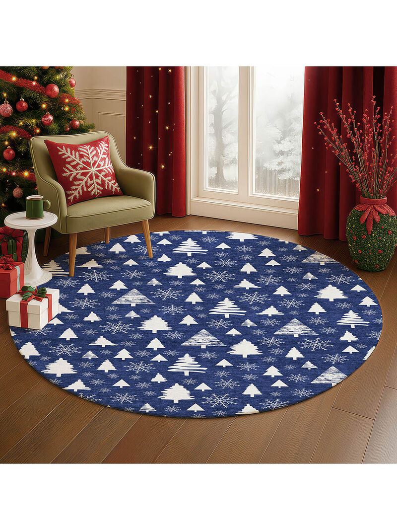 Merry & Bright MY23 Navy 8' Round Rug