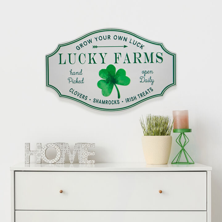 Lucky Farms with Shamrock St. Patrick's Day Wall Sign - 14"