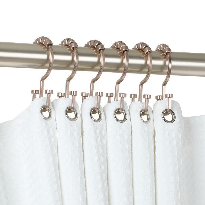 Utopia Alley Rust-Resistant Metal Double Shower Curtain Hooks, Shower Hooks Hangers for Bathroom, Kitchen Utensils, Curtains, Clothing, Towels etc - Set of 12