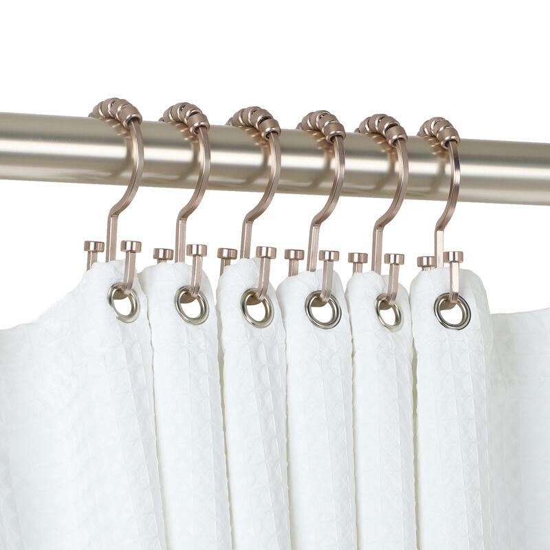 Metal Double Shower Curtain Hooks, Set of 12 image number 1