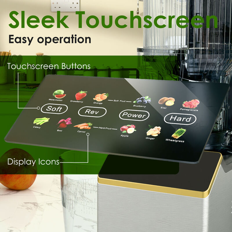 WHALLULTRA Cold Press Juicer Machine with Touchscreen, Slow Masticating Juicer with 4.5" Extra Large Feed Chute, Reverse Function, Easy to Clean image number 2