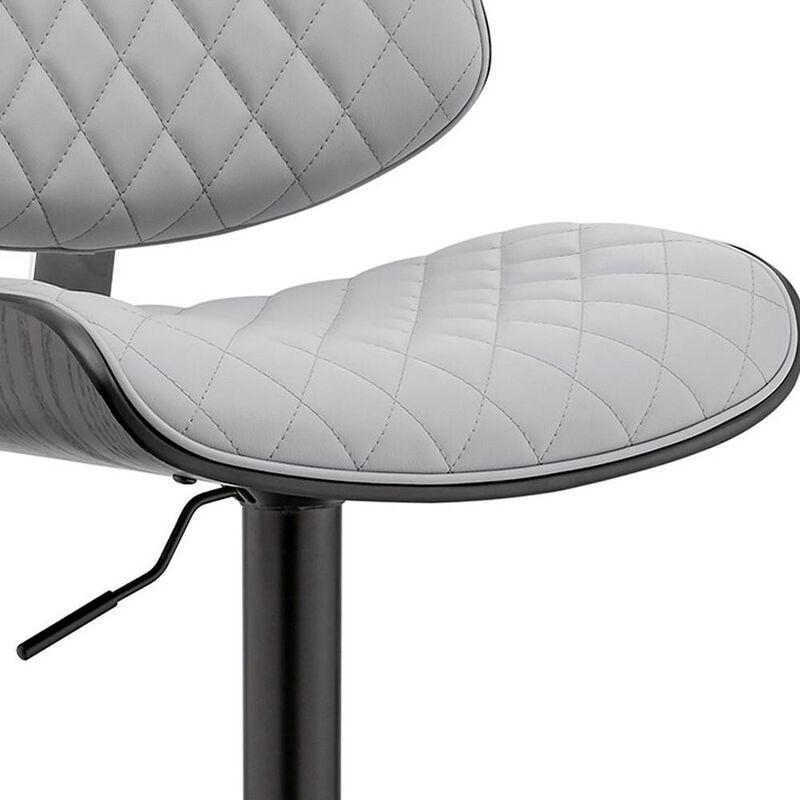 Hivvago 24 Inch Gray And Black Faux Leather And Iron Swivel Low Back Adjustable Height Bar Chair