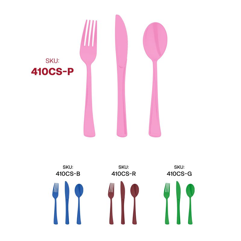 Pink Plastic Party Cutlery Set (144 Sets) image number 4
