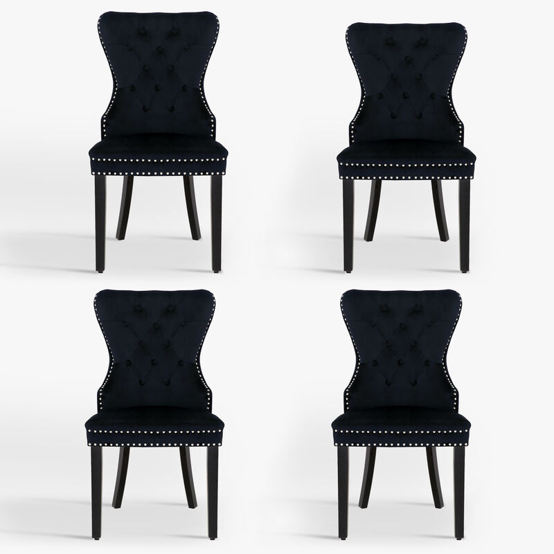 WestinTrends Velvet Upholstered Tufted Dining Chairs (Set of 4)
