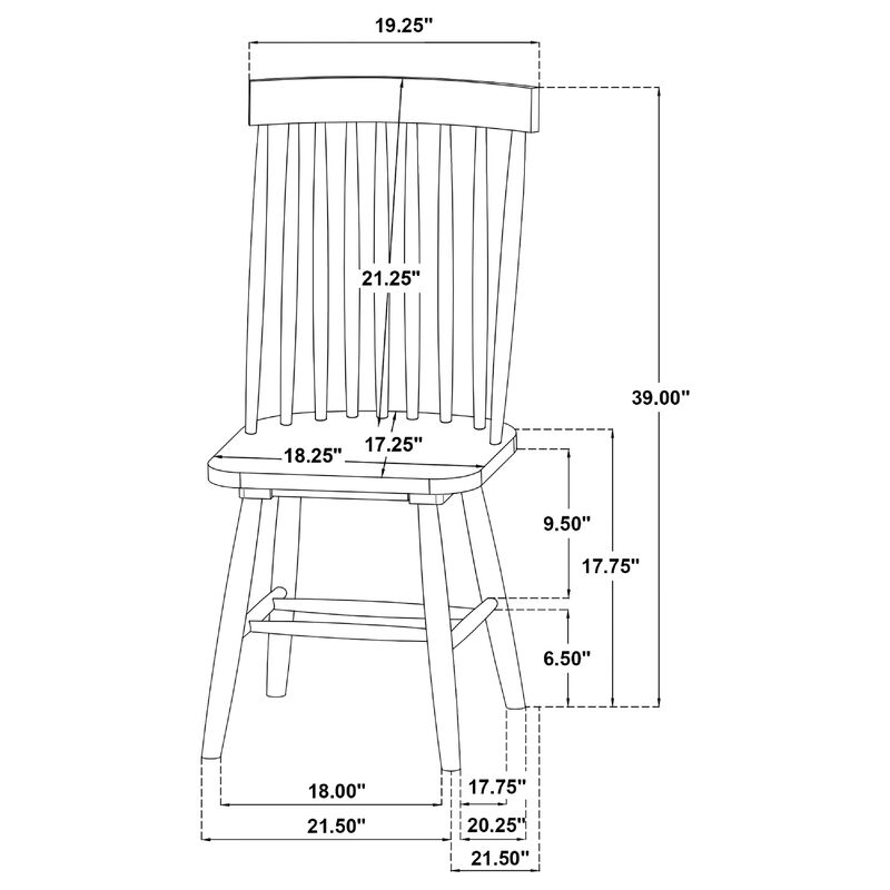 Andy Dining Side Chair Set of 2, Windsor Spindle Back image number 7