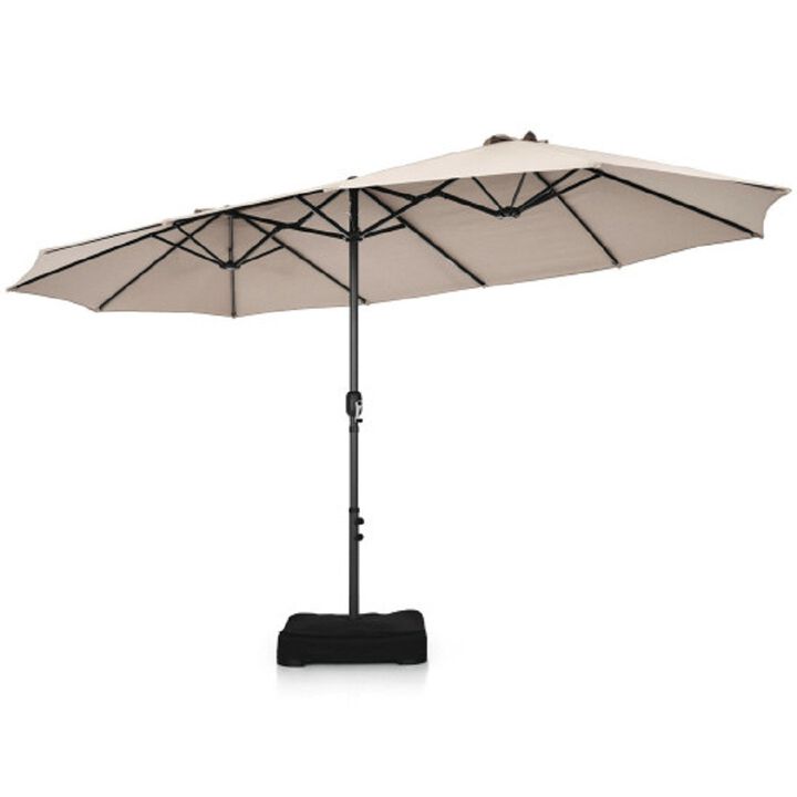 15 Feet Double-Sided Patio Umbrellawith 12-Rib Structure