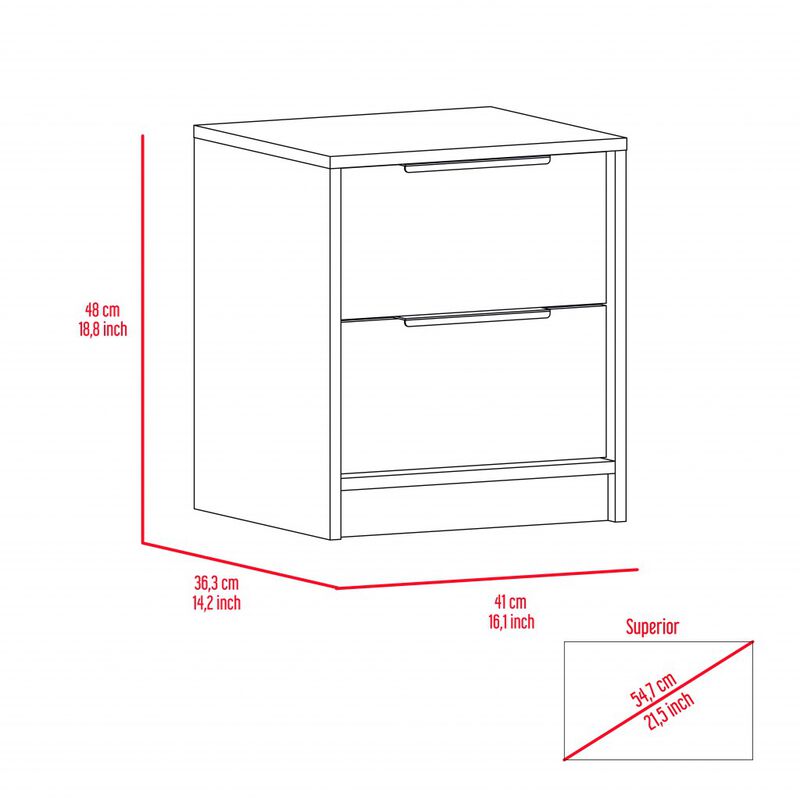 Minimalist Nightstand with 2 Drawers and Open Compartment &ndash; Bedroom Storage Solution