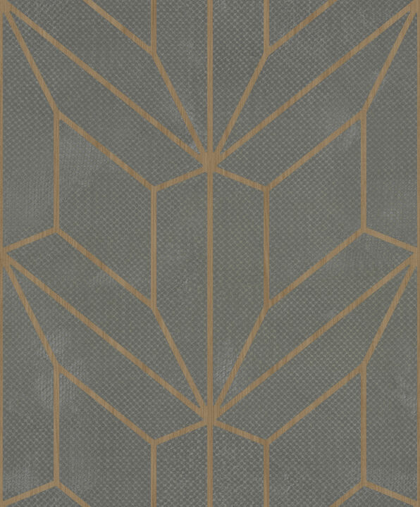 Hammered Diamond Inlay Grey & Wood Wallpaper