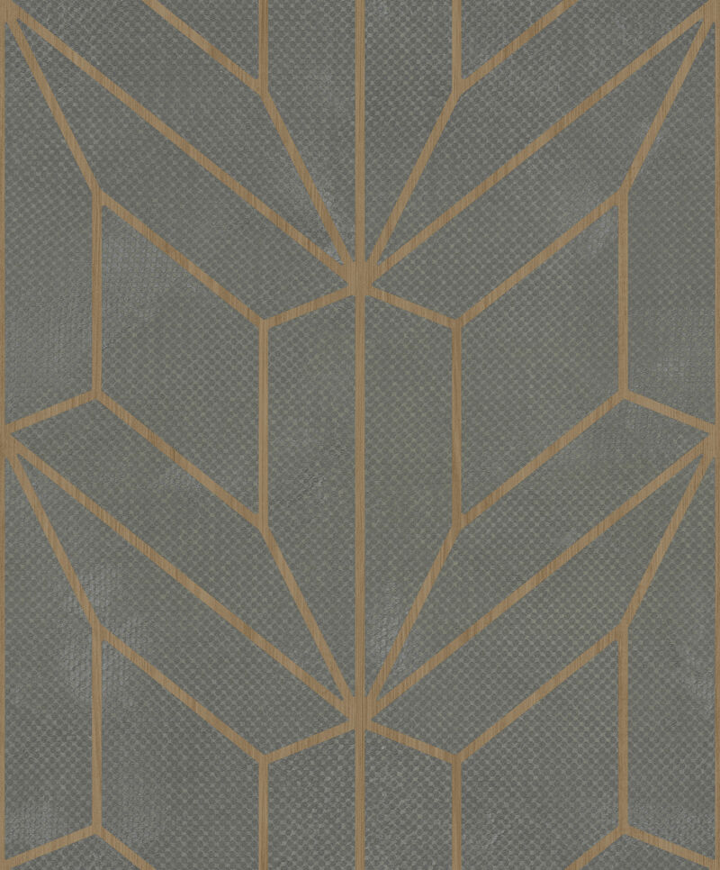 Hammered Diamond Inlay Grey & Wood Wallpaper image number 0