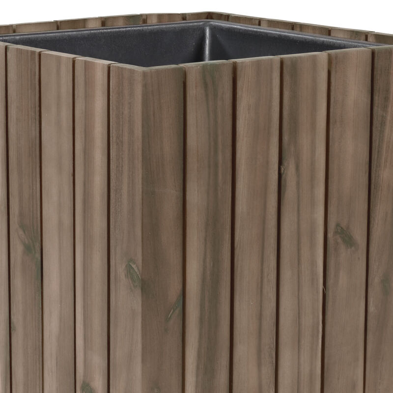 Sunnydaze 2-Piece Acacia Square Planter Boxes with Liners