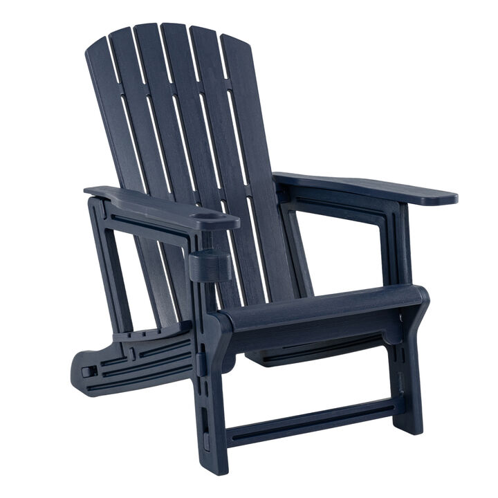 Outdoor HDPE Adirondack Chair with Cup Holder High Back Garden Furniture