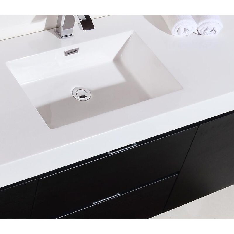 Kubebath Bliss 60 Single Sink Black Wall Mount Modern Bathroom Vanity