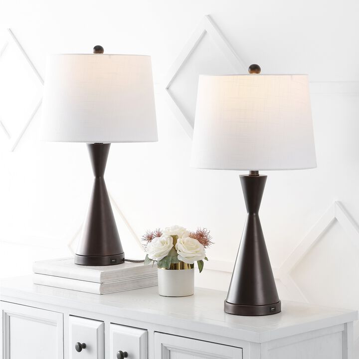 Colton Classic French Country Iron LED Table Lamp with USB Charging Port (Set of 2)