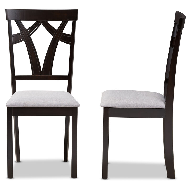 Baxton Studio Sylvia Modern Grey Fabric Upholstered Dining Chairs Set of 2