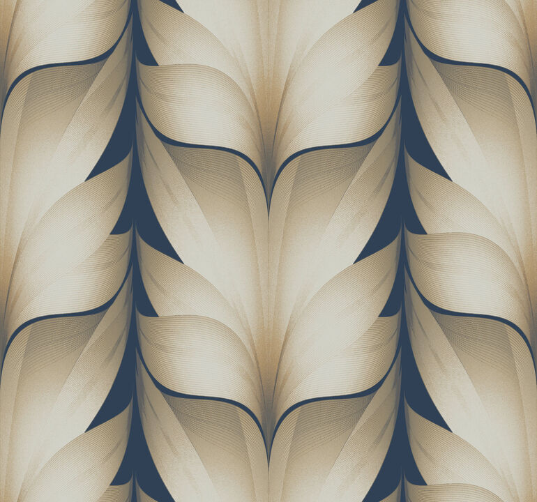 Lotus Light Stripe Navy Wallpaper
