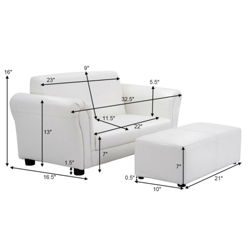 Hivvago Soft Kids Double Sofa with Ottoman