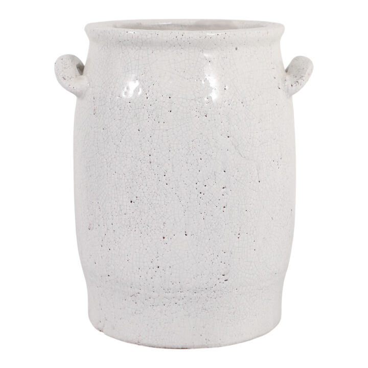 12x10" Crackle Finish Vase, White