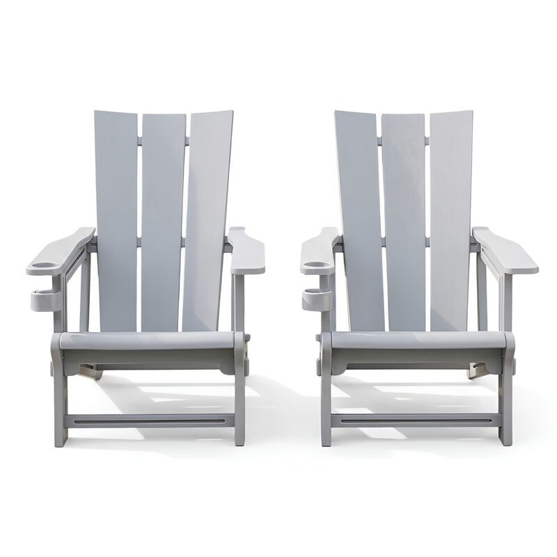 Outdoor Adirondack Chair Set of 2 with Built-In Cup Holder for Deck and Patio image number 0