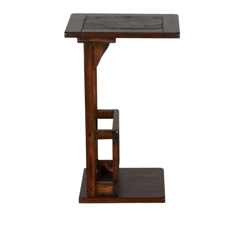 Odel Side Table with Magazine Rack, 13 Inch Top, Brown Mahogany Wood