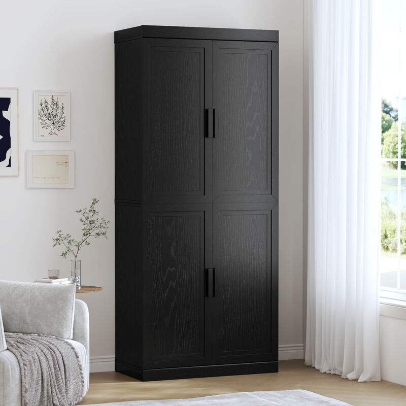 72"x31"x16" Modern Black Storage Cabinet with Adjustable Shelves and Doors - Organize Your Space in Style image number 1