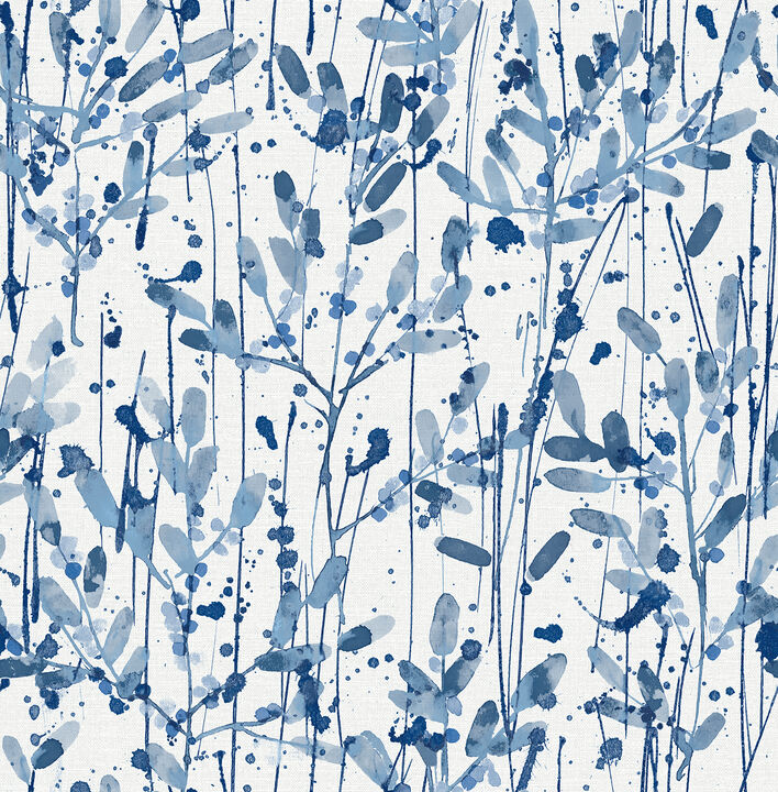 Leandra Indigo Floral Trail Wallpaper