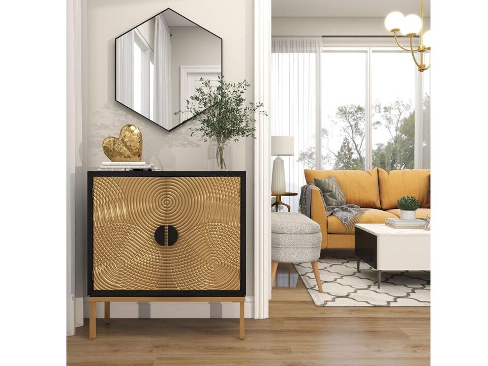 24"x21" Black Hexagon Wall Mirror &ndash; Minimalist Wood Frame Accent Decor