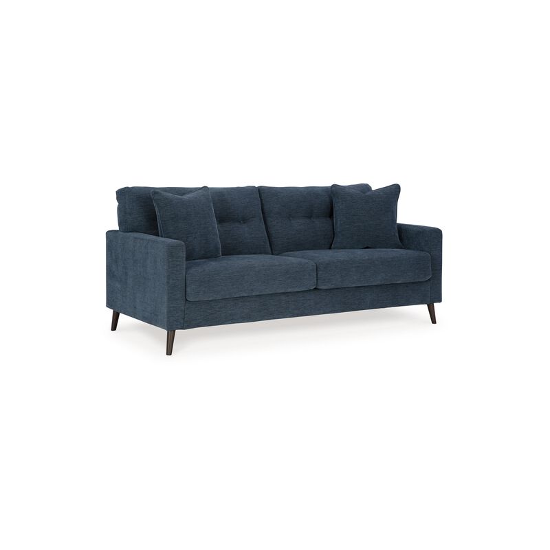 Bixy Sofa, 79 Inch Dark Blue, Track Armrests, 2 Accent Throw Pillows image number 0