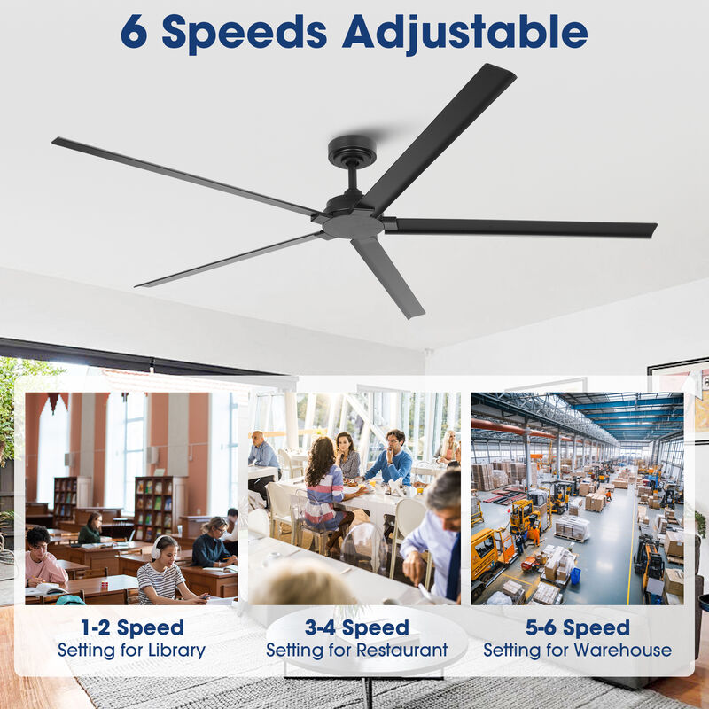 72 in. Matte Black Aluminum Ceiling Fan with Remote without Light