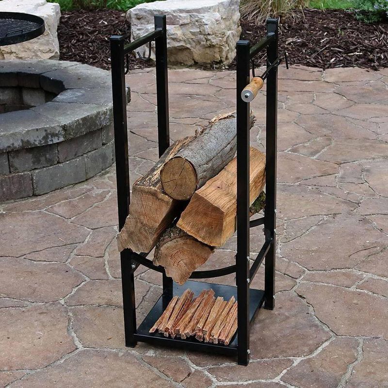 Hivvago Black Indoor/Outdoor 32-inch Firewood Log Rack
