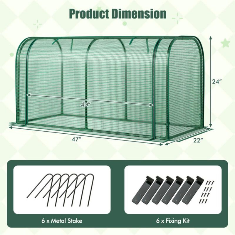 Mini Tunnel Greenhouse with Roll-Up Zipper Door for Easy Access and Protected Plant Growth
