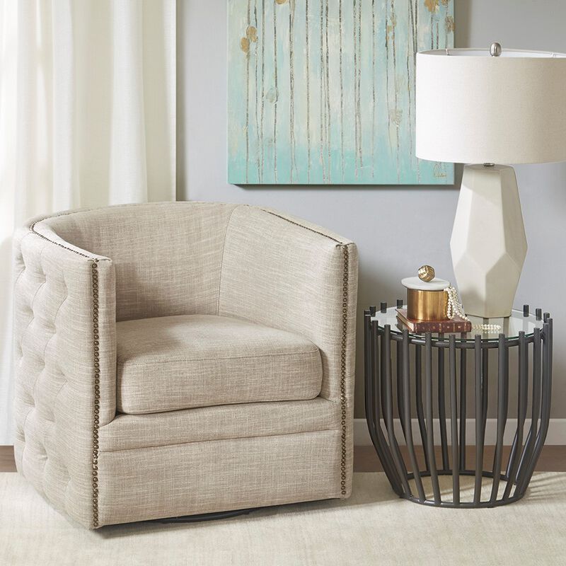 Gracie Mills Alisa Classic Low-Back Tufted Swivel Chair