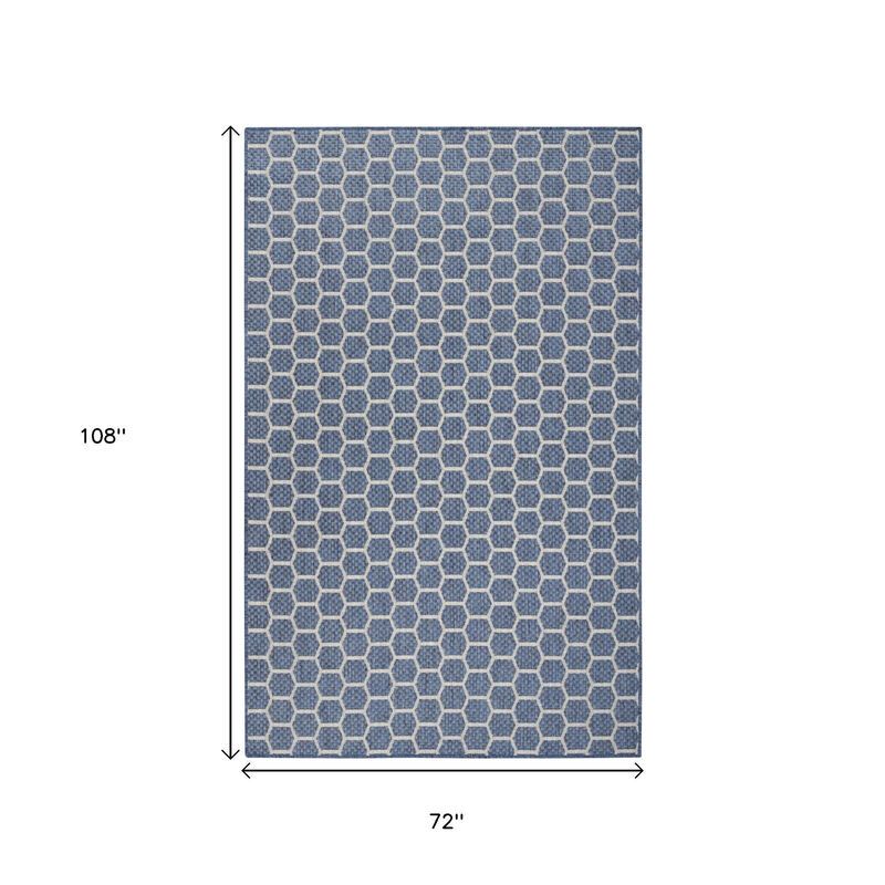 HomeRoots 4' X 6' Blue And Ivory Geometric Indoor Outdoor Area Rug image number 6