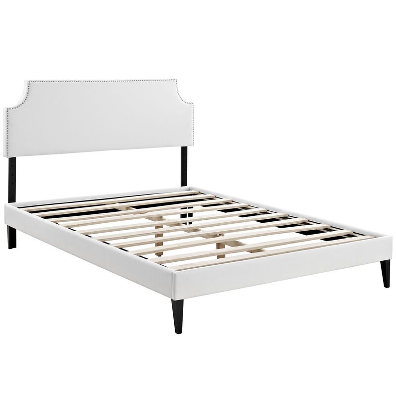 Modway Laura Queen Vinyl Platform Bed with Squared Tapered Legs in White image number 0