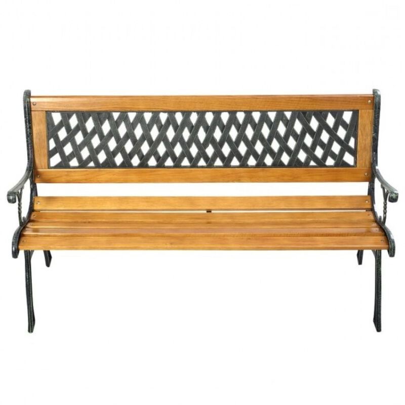 Hivvago FarmHome Outdoor Patio Park Cast Iron Garden Porch Chair Bench