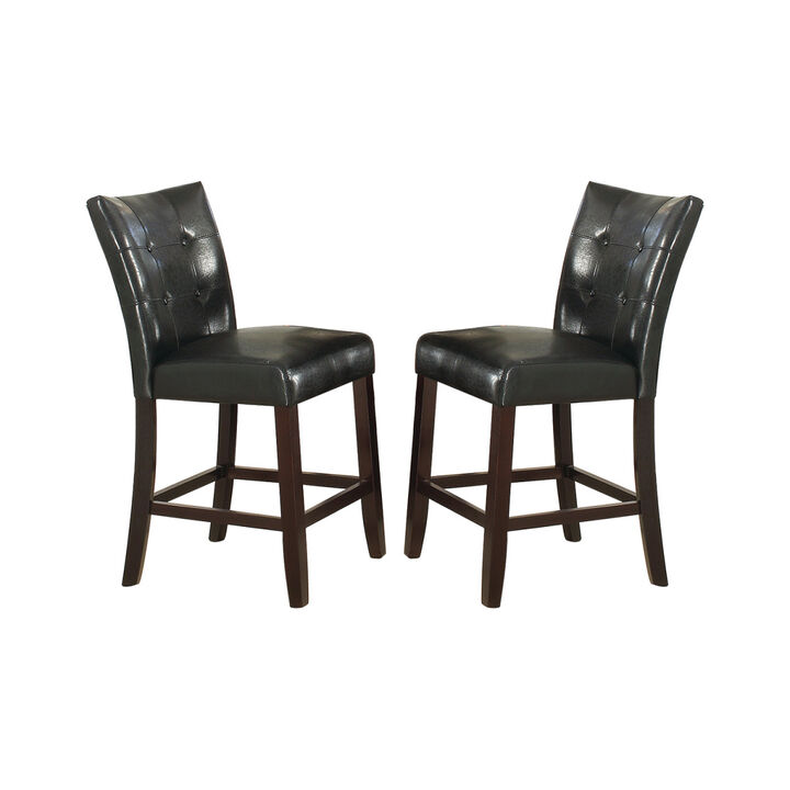 Leather Upholstered High Dining Chair, Black(Set of 2)