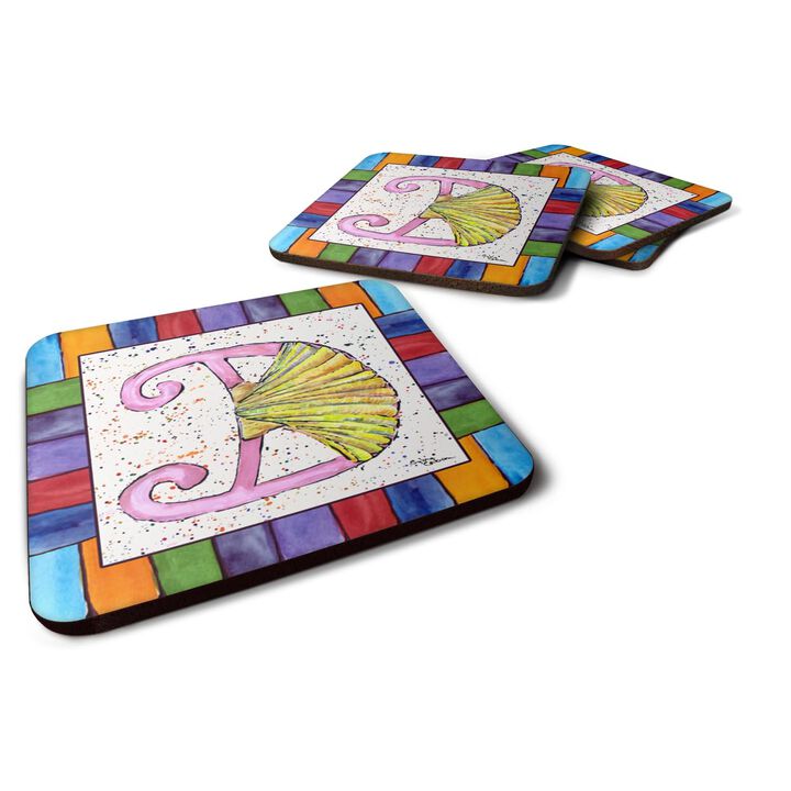 Caroline's Treasures 8427-DFC Beach and Seafood Foam Coasters (Set of 4), 3.5 H x 3.5 W, Multicolor
