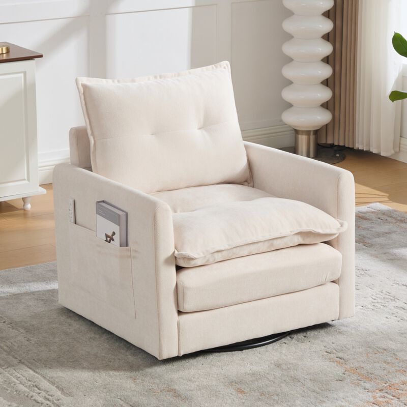 Secra Modern Chenille Swivel Accent Chair image number 1