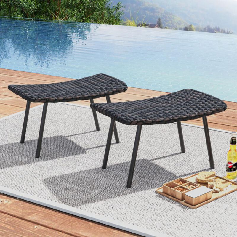 Hivvago All Weather Outdoor Ottomans Set Patio Footrest Seats Set with Sturdy Metal Legs