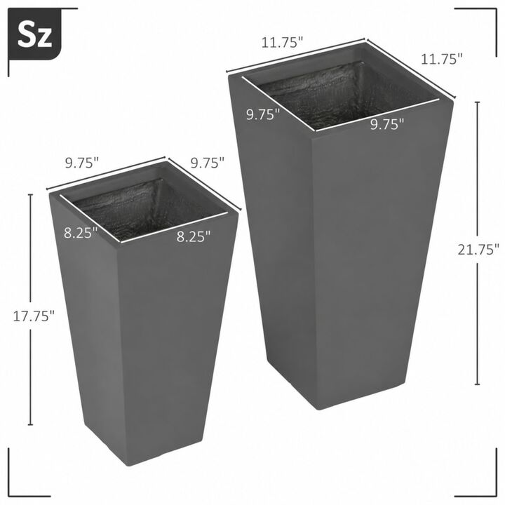 WOW PIONEER 2-Pack Stackable Planter Set with Drainage Holes, Durable for Indoor Outdoor Flowers, Trees, Patio, Balcony and Deck Use