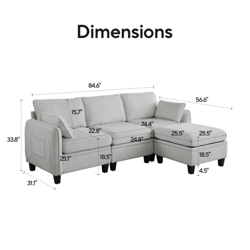 Lomfad Chenille Modular L‑Shaped Sectional Sofa image number 9
